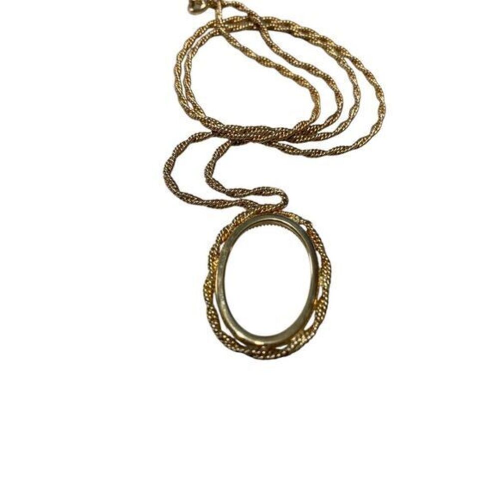 Vintage 12k 1/20 Gold Filled 21.5”‎ Oval Pendant Necklace